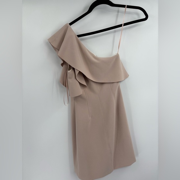 Elizabeth and James one shoulder pink ruffle sheath Jerard ponte Dress size 2 - Picture 11 of 16